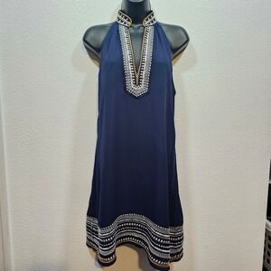 THML Navy Blue Boho Style Halter Dress Women's Size Small